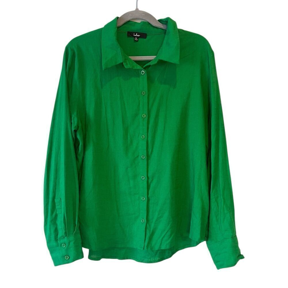 Lulus Green Oversized Button-Up Top Size XL